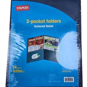 Staples Brand #907701 2-pocket‎ Folders Textured Finish Business Card Slot 11x9